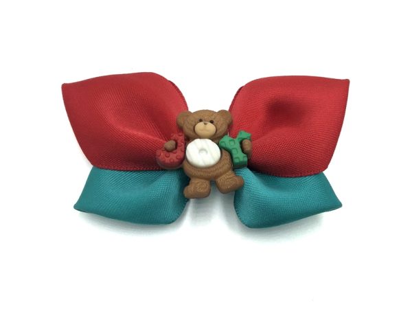 butterfly bow - red/mallard <br/>embellishment, joy teddy <br/>clearance (Christmas release 1)