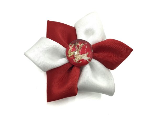 flower bow - red/white<br/>embellishment, red and gold reindeer button<br/>clearance (Christmas release 1)