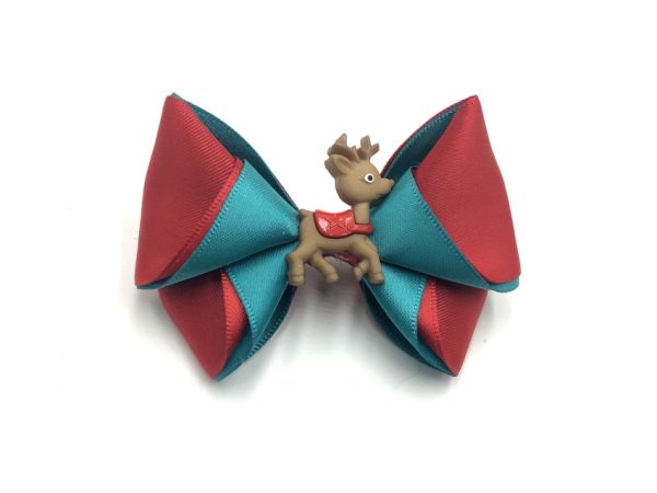 layered bow - red/mallard <br/>embellishment, reindeer <br/>clearance (Christmas release 1)