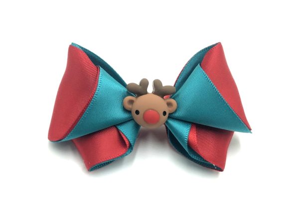 layered bow - red/mallard <br/>embellishment, reindeer head <br/>clearance (Christmas release 1)
